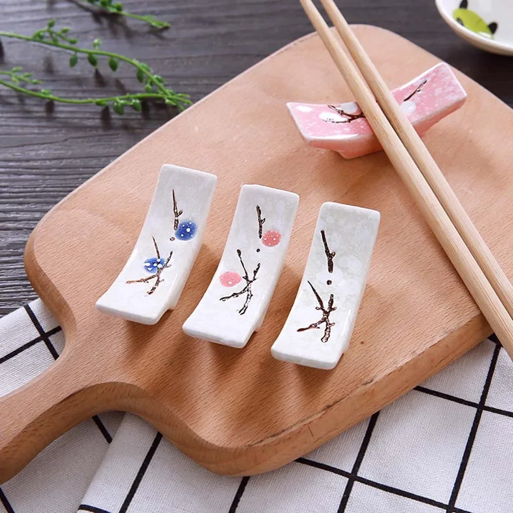 1 Pc Japanese Plum Blossom Ceramic Chopstick Holder Creative Kitchen Supplies Household Chopstick Holder Care Gadget