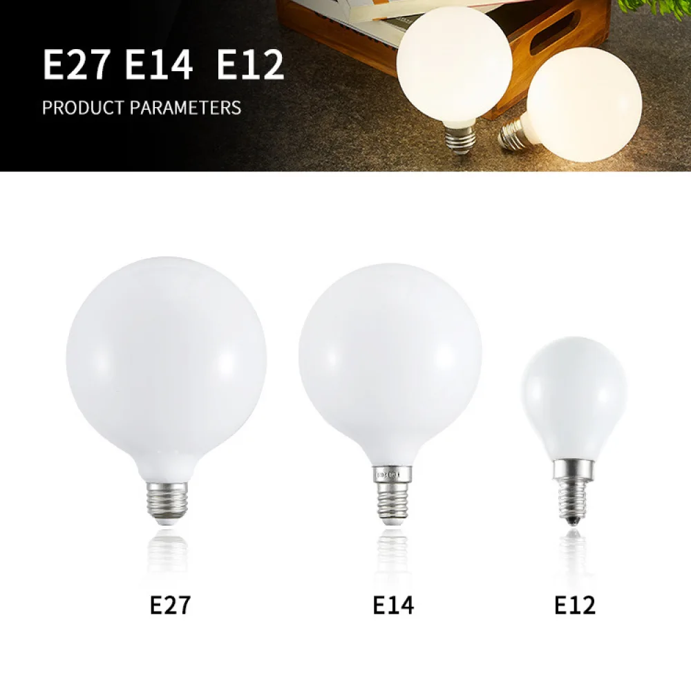G95 LED Globe Filament Bulb Dimmable Warm White Light Decorative Glass Lamp For Modern Home Cafe Interior E27 Lighting