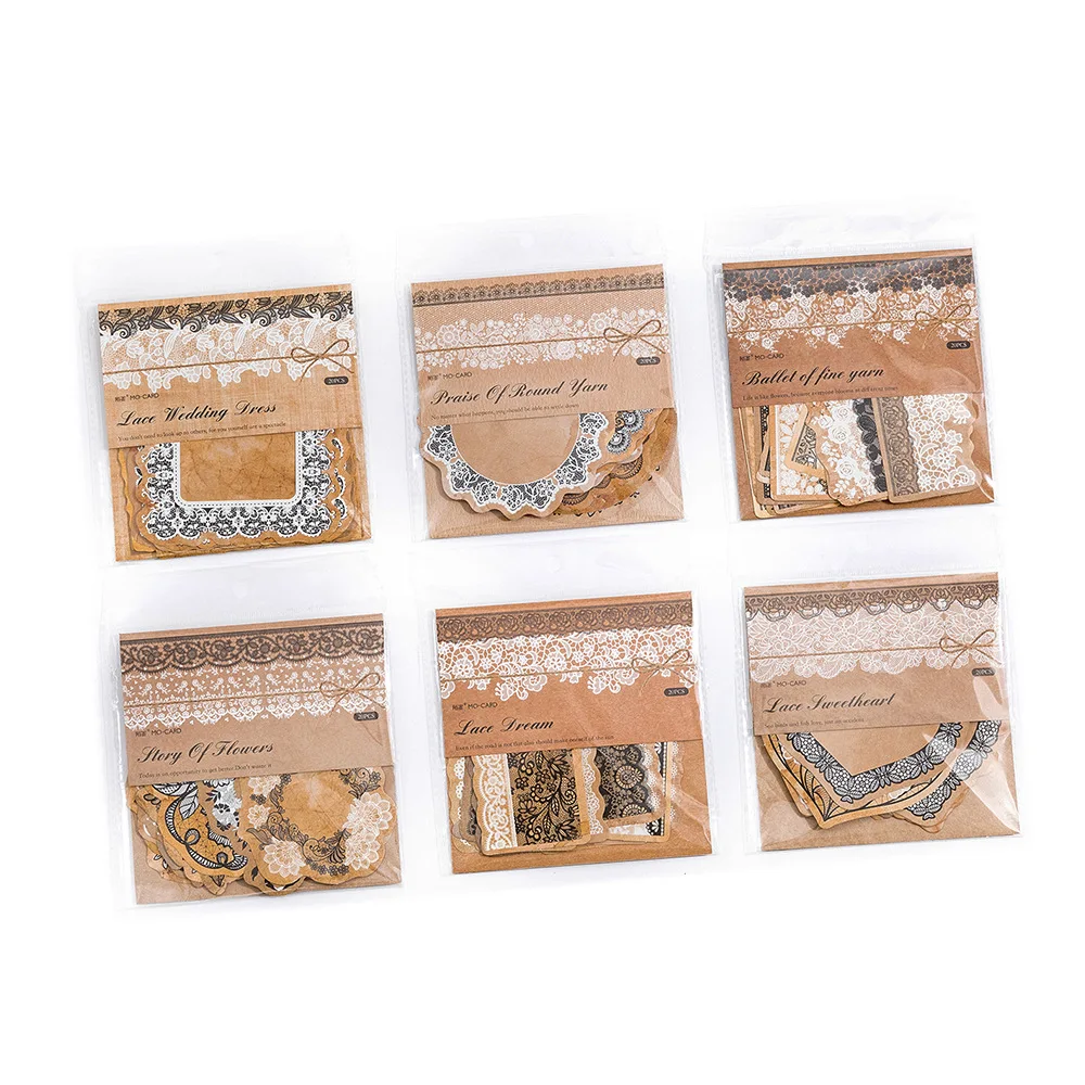 Vintage Lace Collection Series Retro Lace Flower Border Landscape Sticker Creative DIY Journal Material Collage Stationery