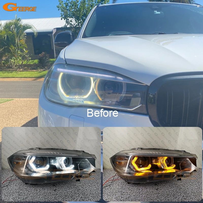 For BMW X5 X6 F15 F16 F85 F86 2014 - 2018 Super Bright 3d Hexagon Hex Concept M4 Iconic Style Crystal Led Angel Eyes Halo Rings