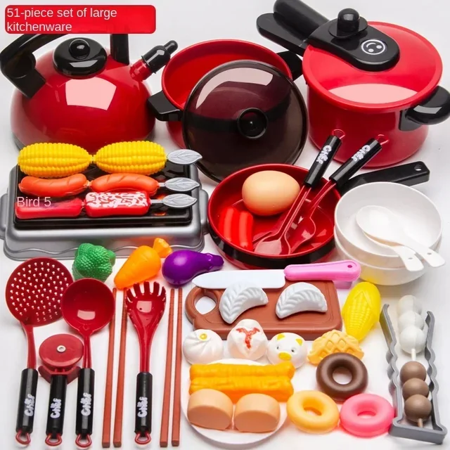 Children Kitchen Toys Simulation Kitchen Toys Set Cookware Fruits Cutting Kitchen Accessories Cooking Toys for Kids Girls Gifts 2