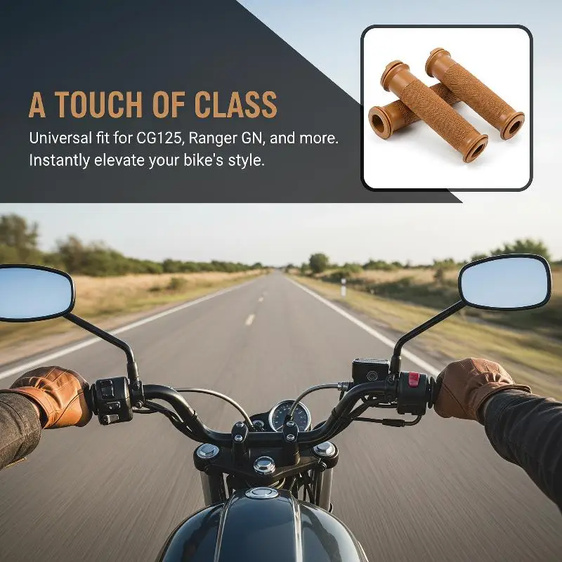22MM Universal Retro Motorcycle Handlebar Grips Soft Comfort Rubber for Cafe Racer Long Distance Riding