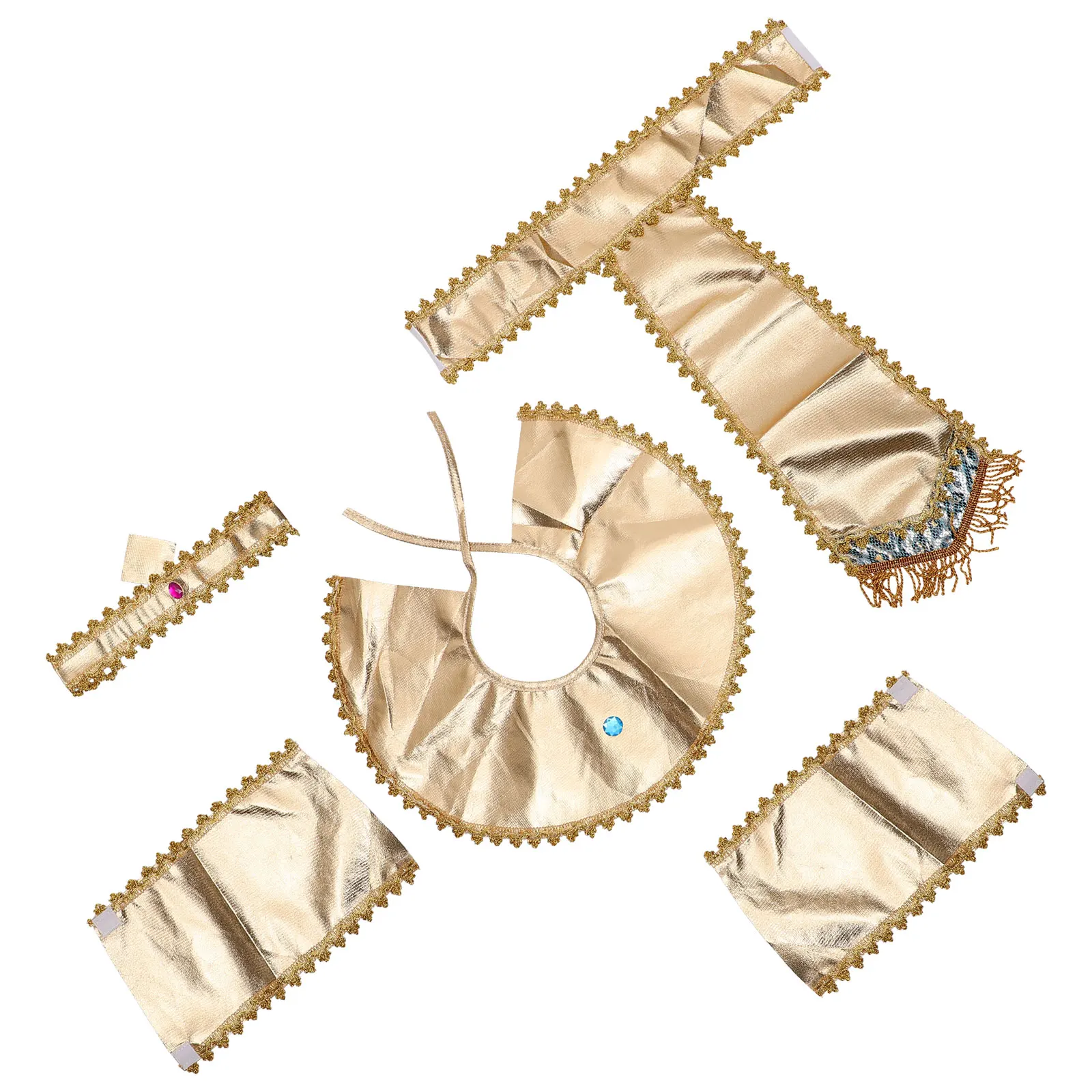 

1 set Costume Set Halloween Party Accessory Man Rapper Cosplay Prop Headpiece Collar Sleeve Belt Waistband