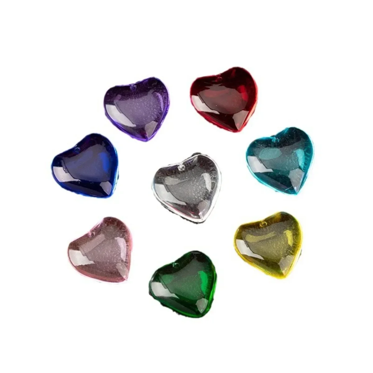 TX28 5pcs 20/25mm Polychrome Big Heart Glossy Crystal Glass Drilled Pendant Loose Bead Jewelry Making DIY Crafts Beads Material