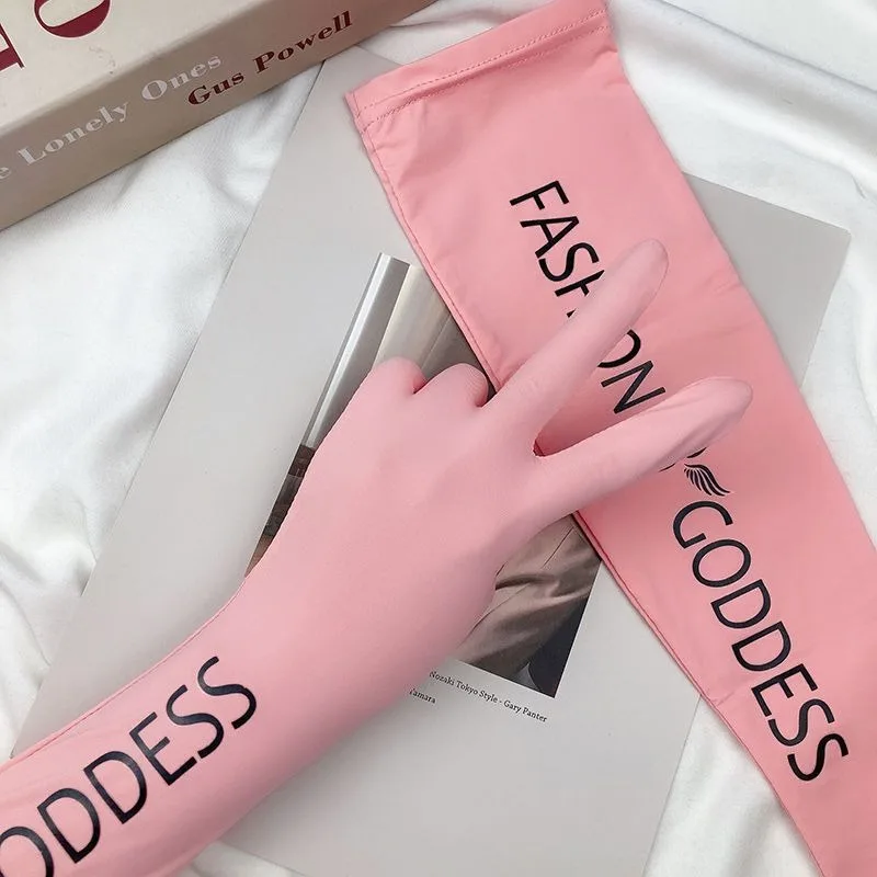 Dopamina Color brillante dedo mangas de hielo mujeres verano resistente a los rayos UV guantes finos brazo mangas protectoras solares conducción cinco dedos