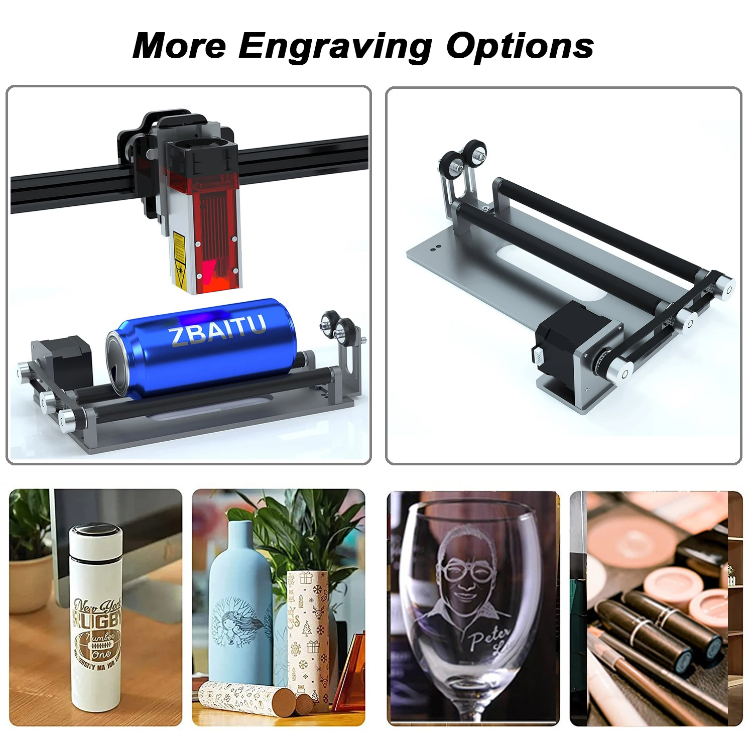 ZBAITU Engraver Rotary Roller 360° Laser Engraving Machine Y-axis Turntable Module for Cylindrical Objects Cans Cups Pens Eggs