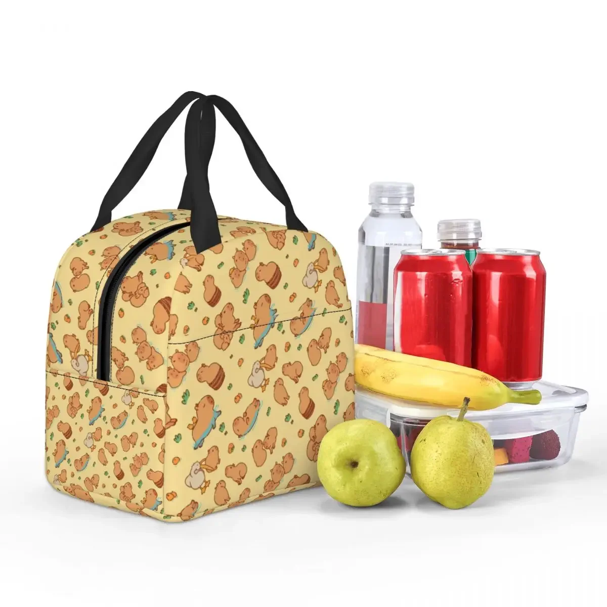 Custom Cute Capybaras Pattern Lunch Bag Women Warm Cooler Insulated Lunch Box for Student School