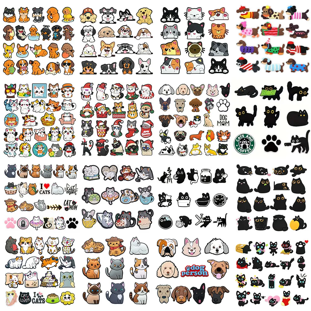 9-25pcs Animals Cat Shoe Charms For Clogs Sandals,PVC Pet Dog Shoe Decorations Accessories Buckle For Christmas Birthday Gift