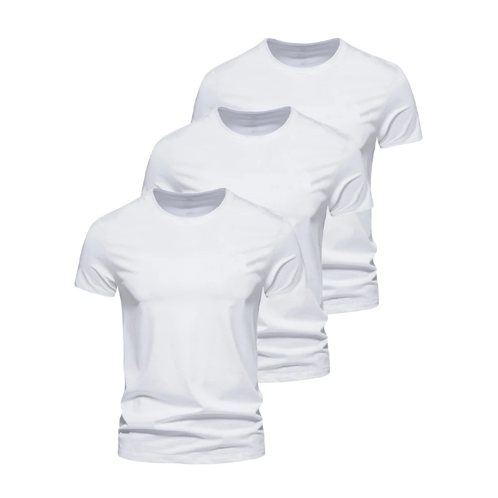 3Pcs Men T-shirt O-neck Fashion Design Slim Fit Soild T-shirts Male Tops Tees Short Sleeve T Shirt For Men