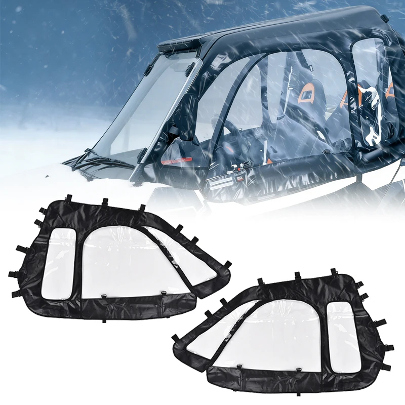 UTV Side Door Windows Clear PVC Soft Cab Enclosures Windproof Dustproof Rainproof For Polaris RZR XP 1000 / XP Turbo 2014-2023