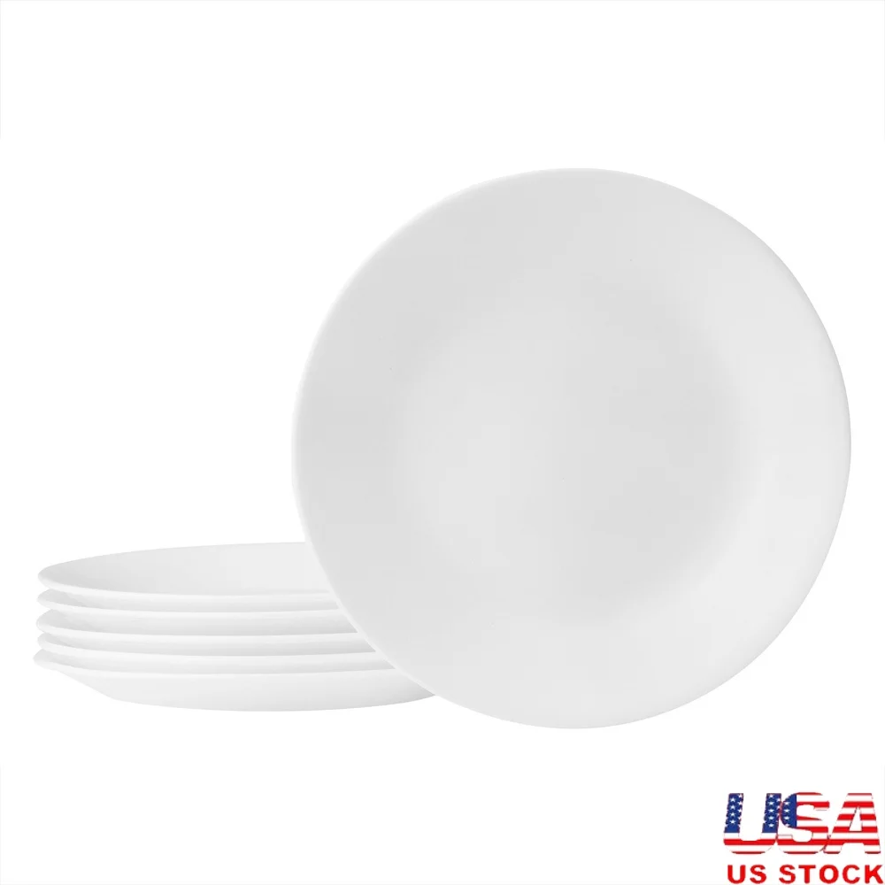 

Classic White 6.75 Inch Bread Plate Set of 6 Dishwasher Microwave Safe Non-Porous Easy Clean Ultra Hygienic Dinnerware