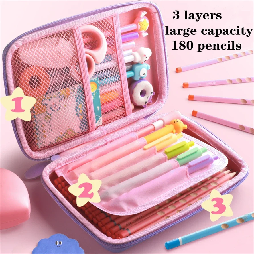 3D EVA Unicorn Cute Pencil Case Cartoon Stationery Box Girls Color Pencil Box Student Pen Case School Supplies Gifts Ipad Case