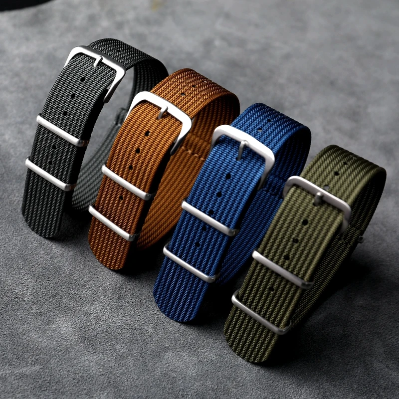 Ribbed Watchband 20mm 22mm Rugged Nylon Military Straps Retro Watch Strap Braid Ballistic Fabric Soldier Man Bands
