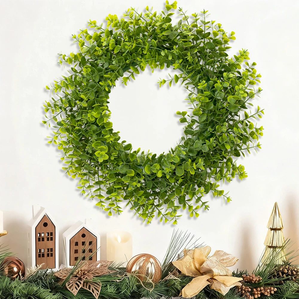 

Large Boxwood Wreath for Home Front Door Porch Window Artificial Boxwood Leaves Greenery Outdoor Wreath for Farmhouse Wall Decor