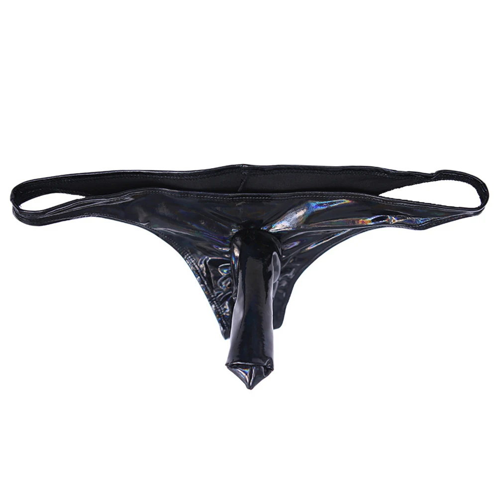 

Men Latex Amino Gay Sissy Pouch Japanese Thongs Separation Briefs Soft Underwear Dazzling Butt Shaping Lingeries For Man Panties