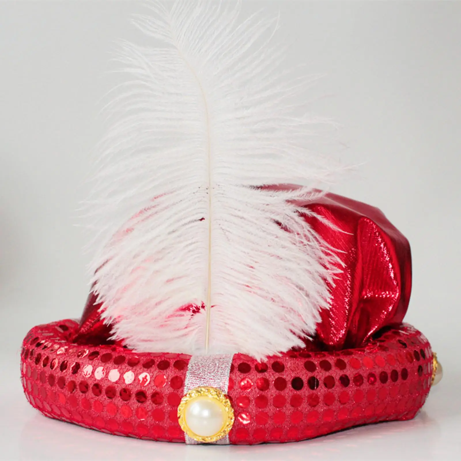 Sultan Arabian Turban Feather Dress Cap Polyester Head Accessory Suitable for Cosplay Masquerade Costume Event Holiday Party