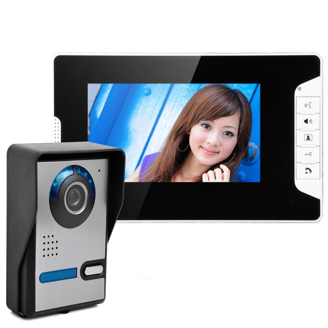 HD 7 "TFT สีวิดีโอประตูโทรศัพท์ Intercom Doorbell Home Security กล้อง Night Vision ระบบ