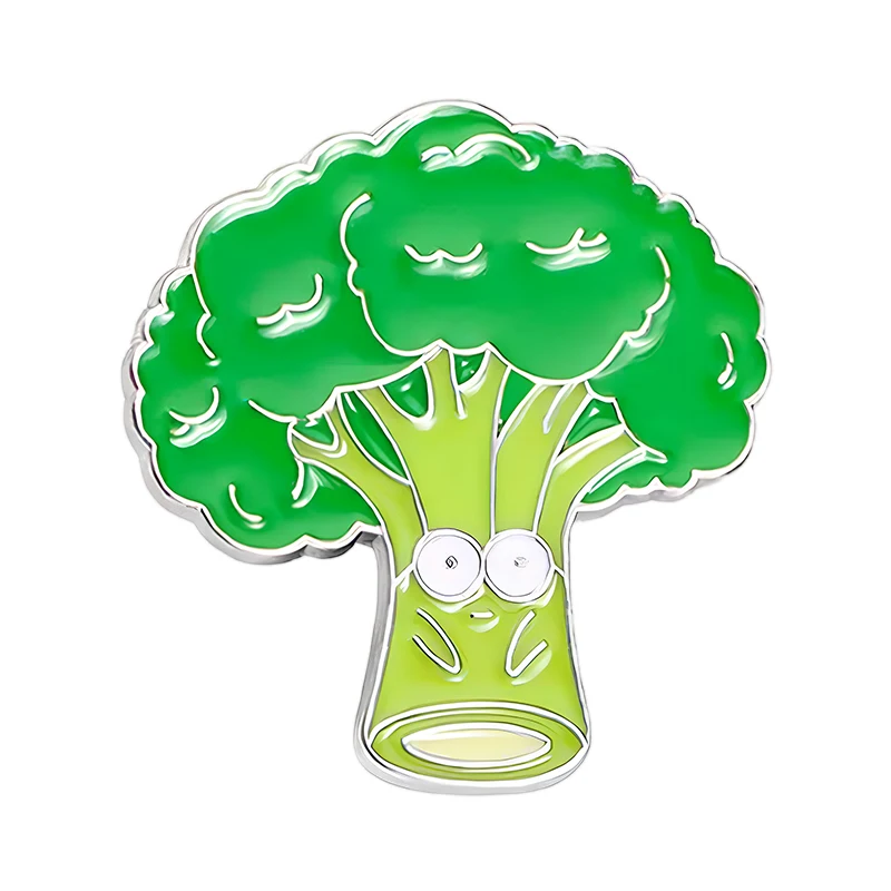 Cartoon Vegetables Pin 2-design Enamel Metal Eggplant Broccoli Pin For Backpack Denim Jacket Outfits Badge Friends Gifts