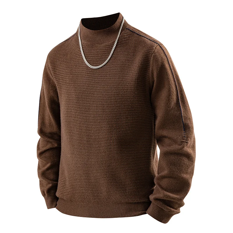 

Свитер вафельной вязки, полый вязаный дизайн, осень-зима/повседневная одежда, молодежный свитер с высоким воротником, многослойный