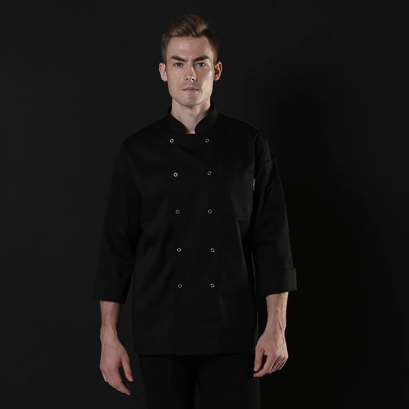 Uniforme de Chef de Hotel, camisa de cocina, servicio de alimentos, abrigo de cocinero, chaqueta de cocina, panadería, café, camarero, Tops de ropa