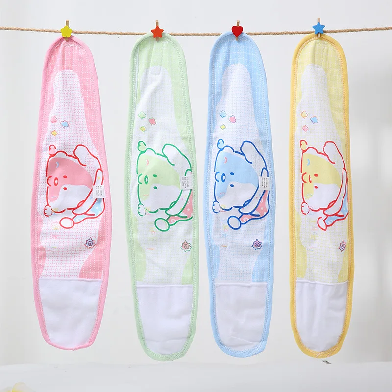 4Pcs Newborn Infant Umbilical Cord Band Cartoon Pattern Cotton Baby Belly Button Band Adjustable Belly Wrap Warmer