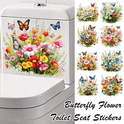 Toilet Cover Sticker Butterfly Flower Toilet Seat Stickers Bathroom Furniture Refrigerator Ornaments Home Sticker Decorativ