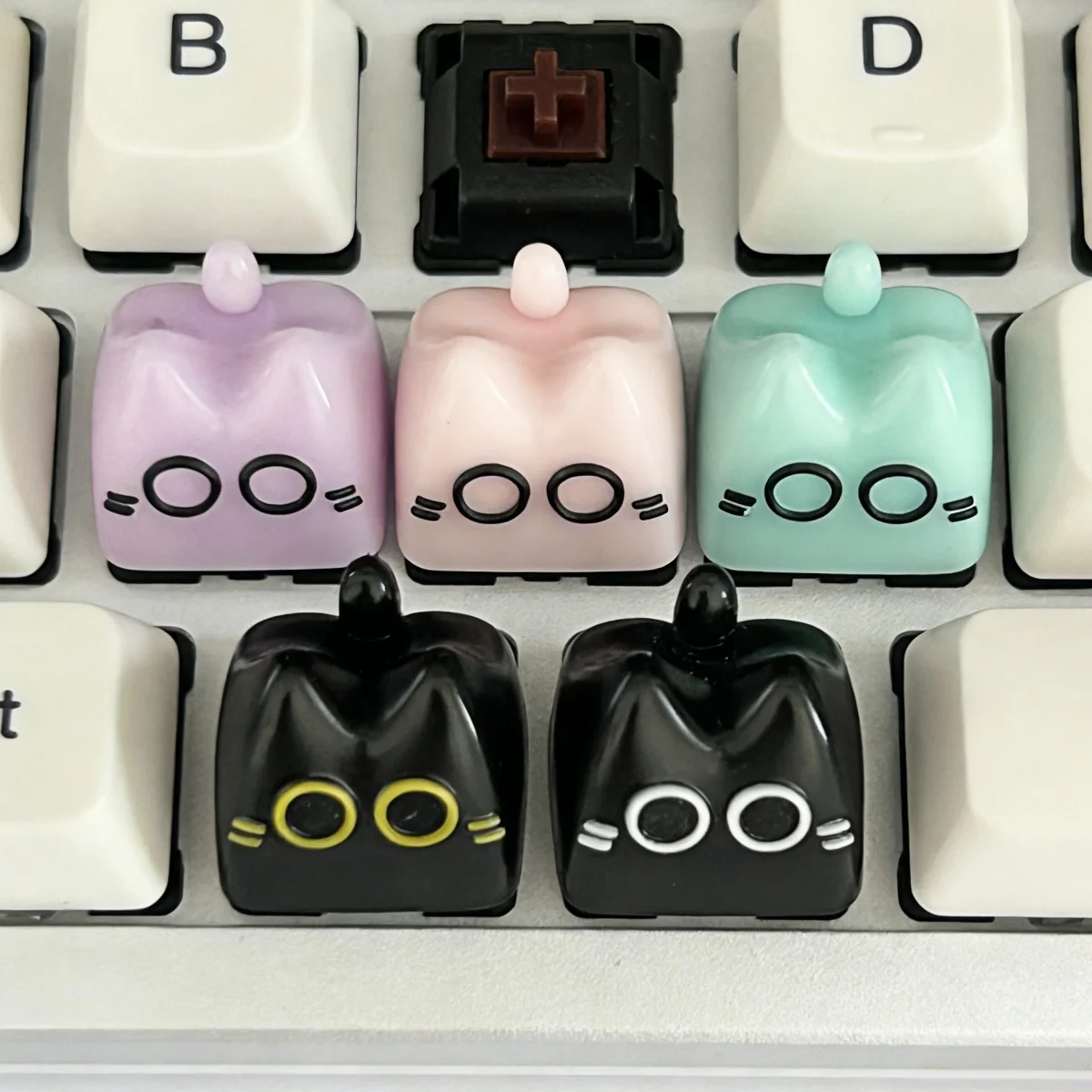 

Cat Animal Keycaps Artisan Adorable Cat Theme Keycap Custom Resin Key Caps for Mechanical Keyboard Game Accessories Gift