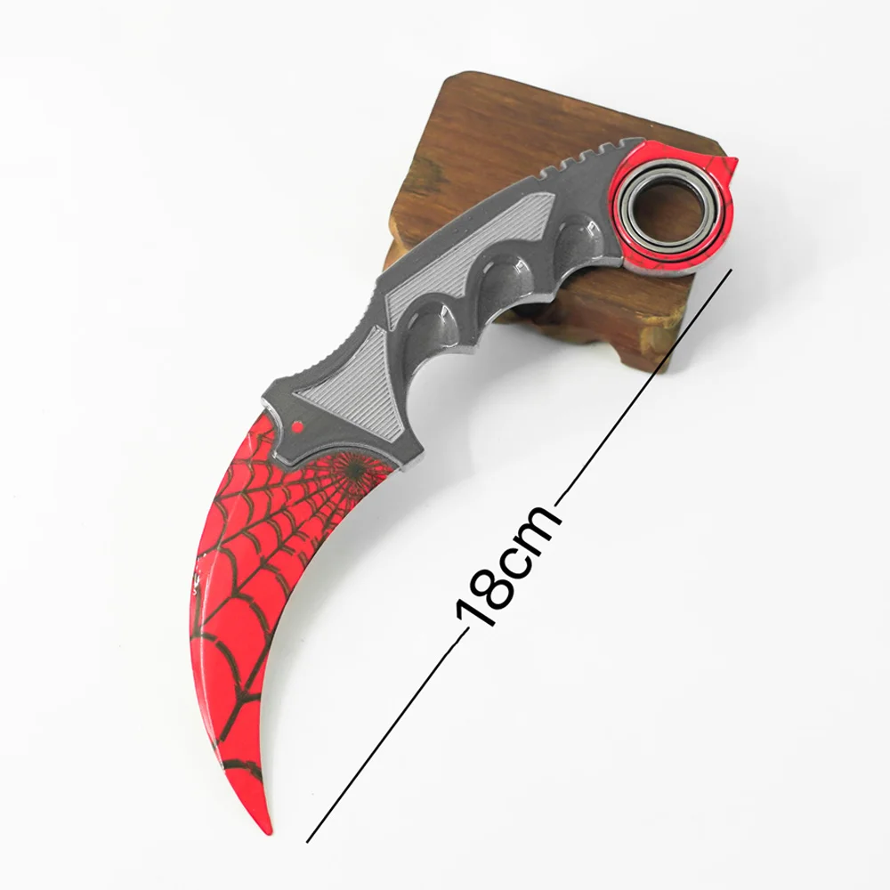 18cm Game Counter Peripheral Rotatable Karambit Metal Model Crimson Net/Black Laminated Board/Gradient Color Claw Knife Toy Safe