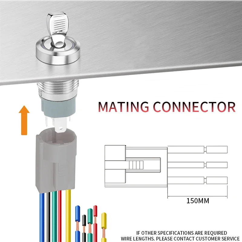 16mm  Self-locking ON-OFF Slide Power High Current Metal Toggle Switch Waterproof Push Button 2 Positions 1NO1NC Illuminated Led