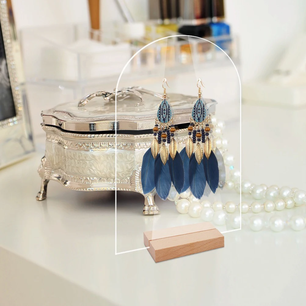

1 set 1 Set Earring Display Stand Wood Base Sturdy Acrylic Jewelry Holder Organizer For Retail Counters Window Displays Earring