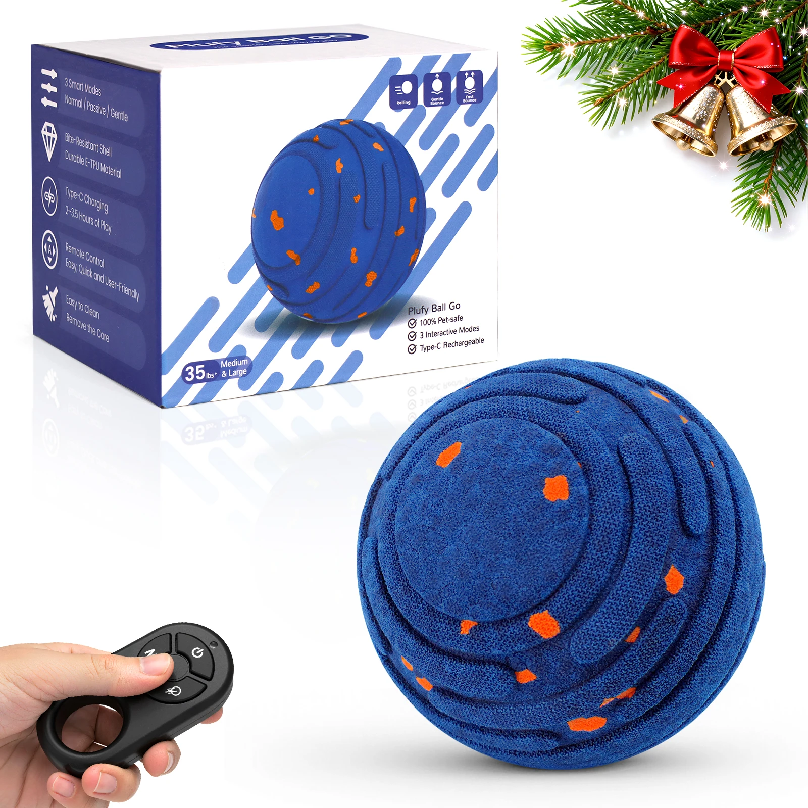 Juguete interactivo inteligente para perros, pelota de juguete de E-TPU indestructible para masticadores agresivos, movimiento automático, bola recargable para pequeños/M
