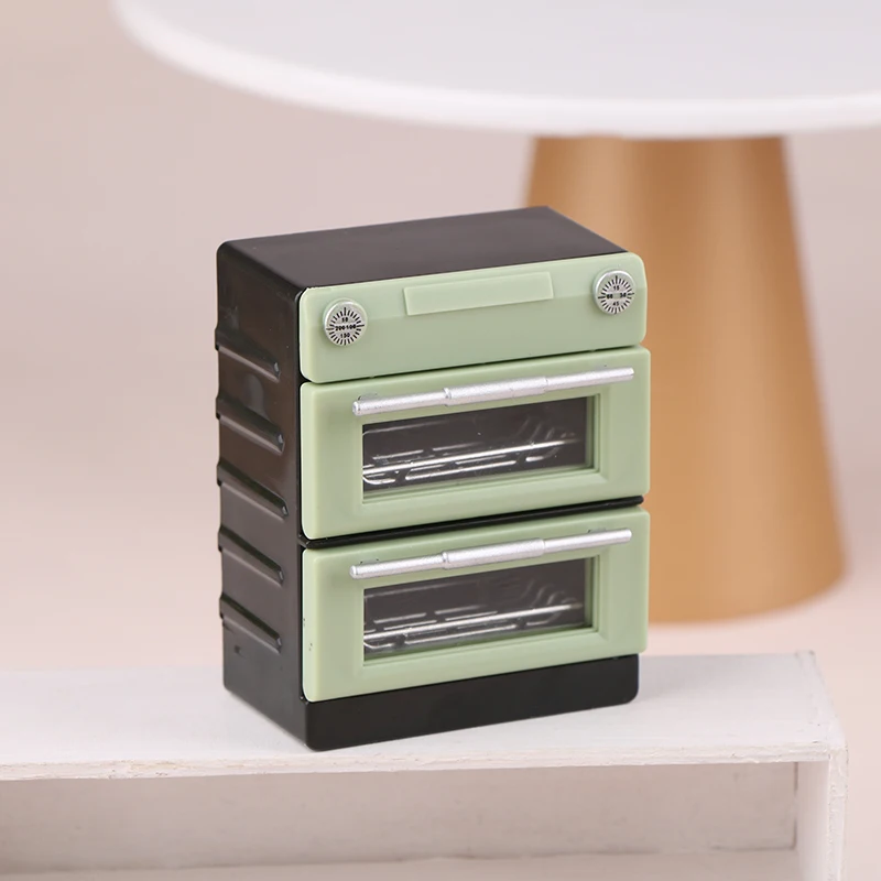 Simulação de casa de bonecas 1/12, modelo de forno de uma/dupla camada, mini acessórios de cozinha, decoração de móveis para casa de bonecas