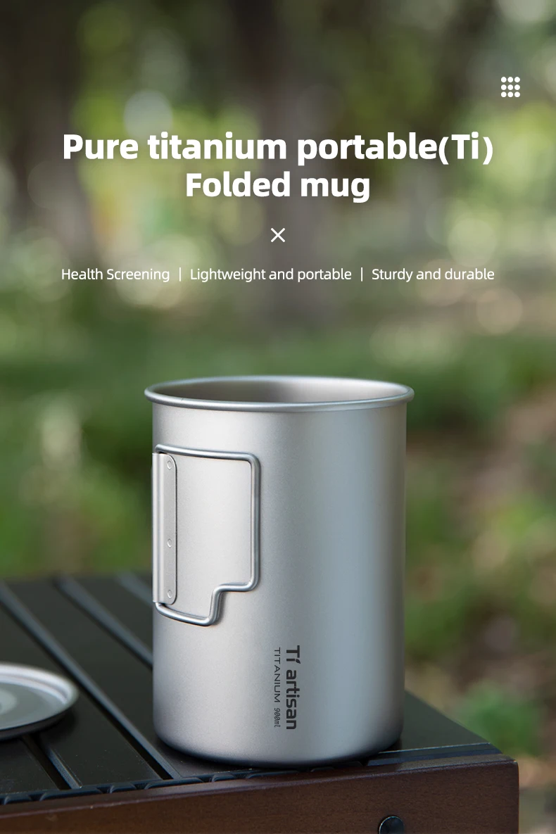 Tiartisan Titan-Campingtopf 900ML Großvolumiger Wasser- und Kaffeebecher mit Deckel Outdoor-Küchen-Kochgeschirr – Detail 1
