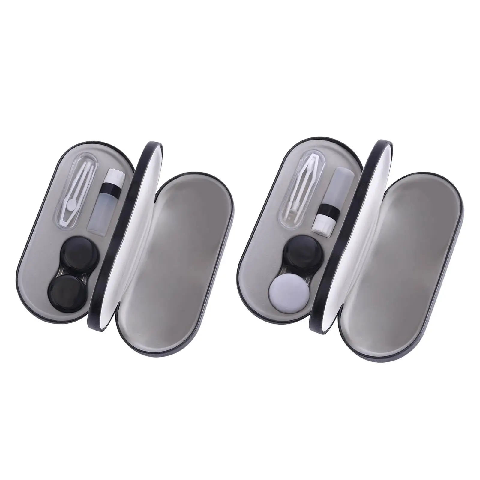 Double Sided Glasses Case Hard Case, Use with Mirror, Tweezer, and Bottle,