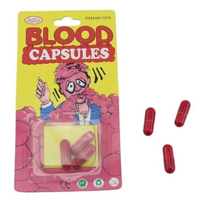 6Pcs/Set Realistic Fake Blood Pills for VAMPIRE Capsules Horror Scary Funny Tric