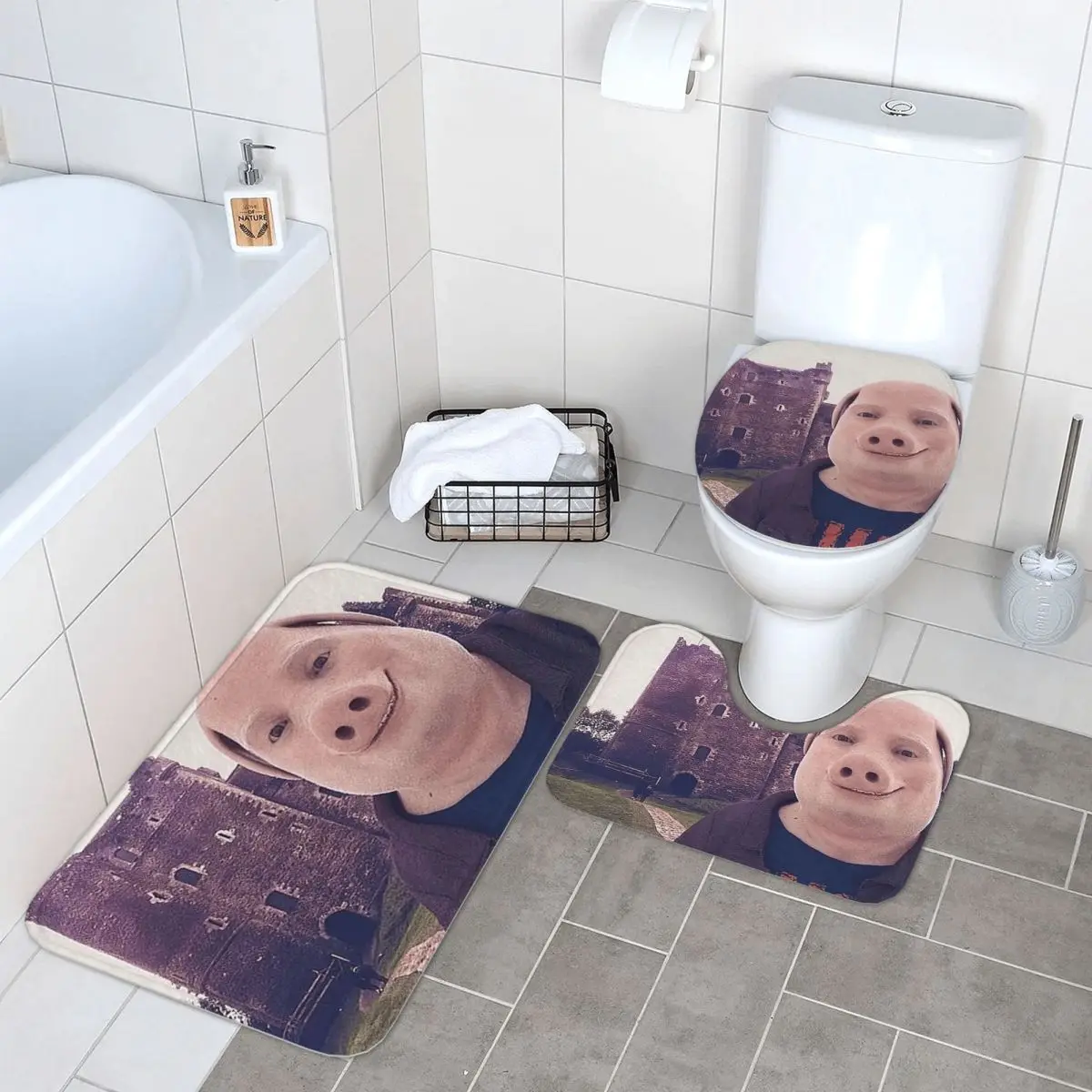 

John Pork 3-х предметный коврик для ванной комнаты, набор для ванной комнаты, крышка для унитаза, домашний декор, нескользящий ковер, напольный коврик
