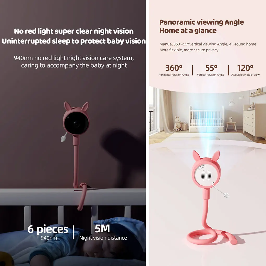 1080P Tuya Cry Detection Wireless Baby Monitor Temperature Display Feeding Remind Babysitter Nanny Cam Intercom Baby Camera  ﻿