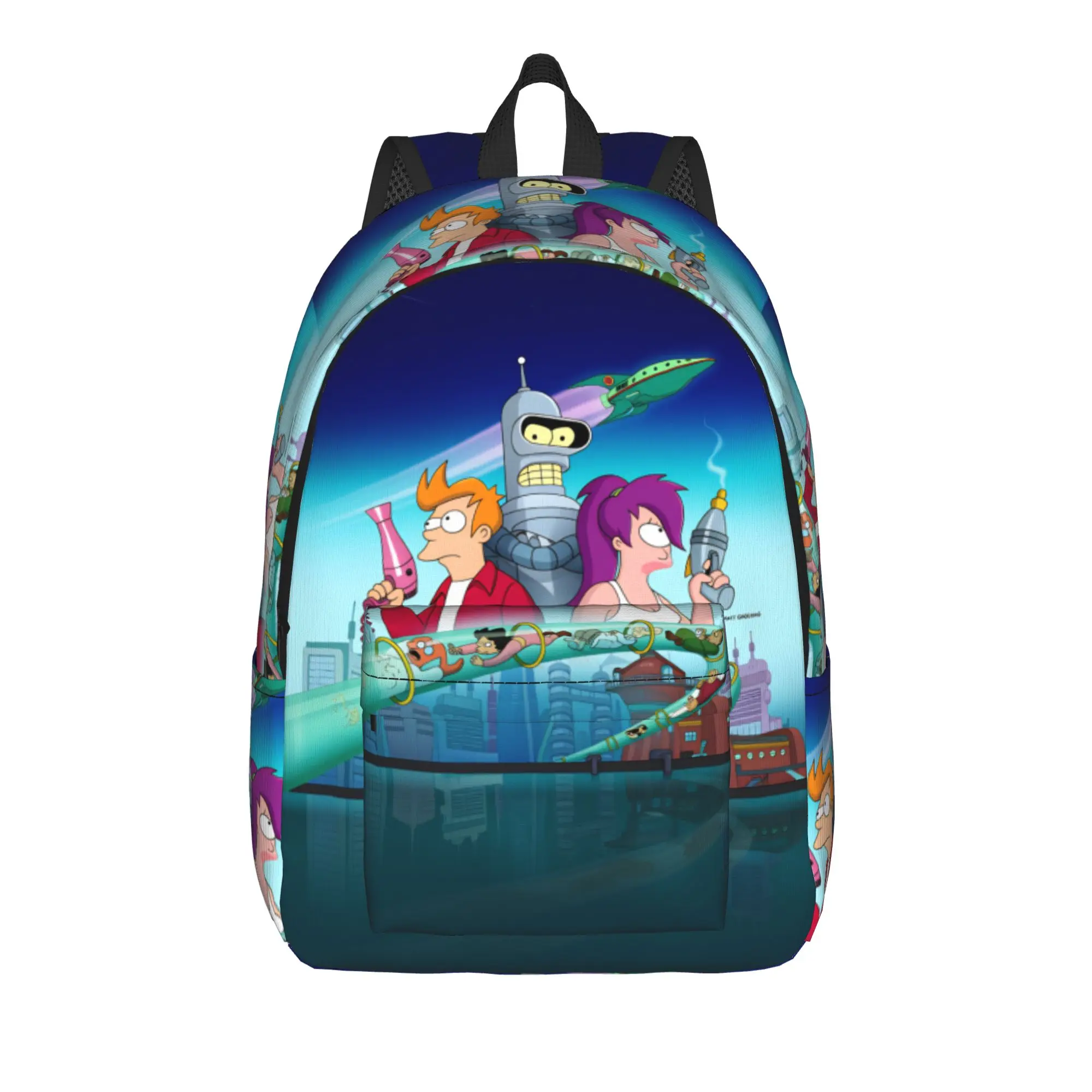 Futuramas Cartoon Comic Backpack  Male Polyester Trekking Backpacks Soft Streetwear School Bags Rucksack