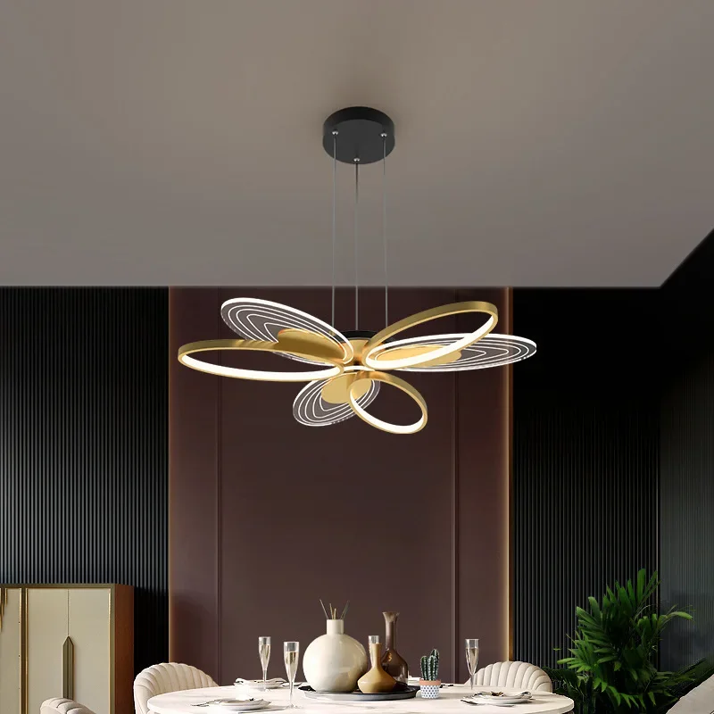 

Modern light luxury chandelier, acrylic wing petal lamp, eye protection children's large room 15 square meter bedroom lamp