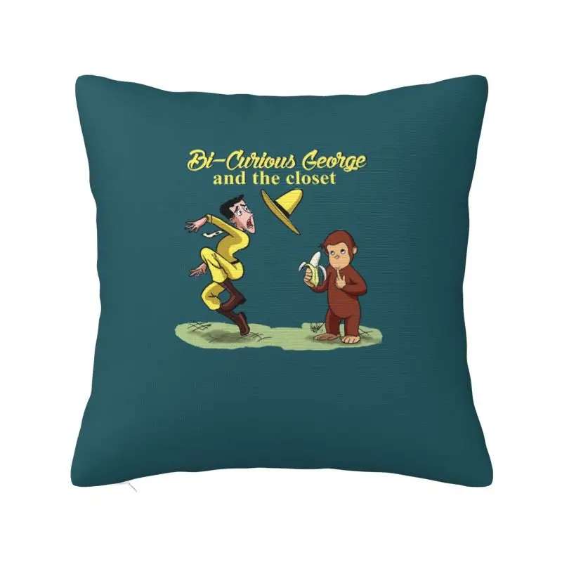 Custom Curious George Cartoon Monkey Pillow Case 45x45cm Chair Cushion Cover Square Pillowcase