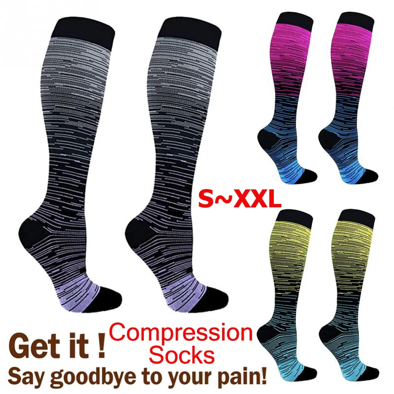 

Unisex Compression Socks for Nurses Hiking Travel Flight Running Fitness Stockings - Best for Circulation Support