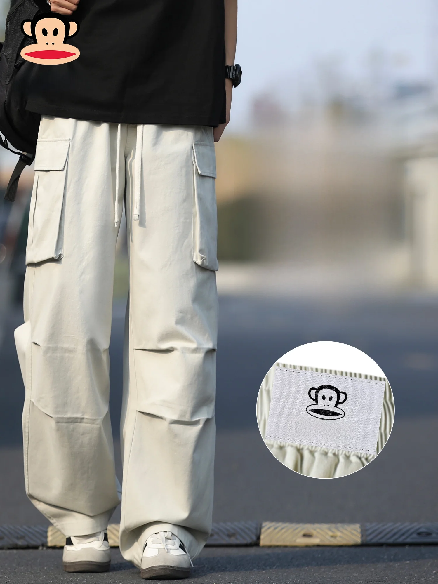 

Мужские повседневные брюки Paul Frank American High Street свободного прямого кроя из хлопка, весенние рабочие брюки, удобные повседневные брюки