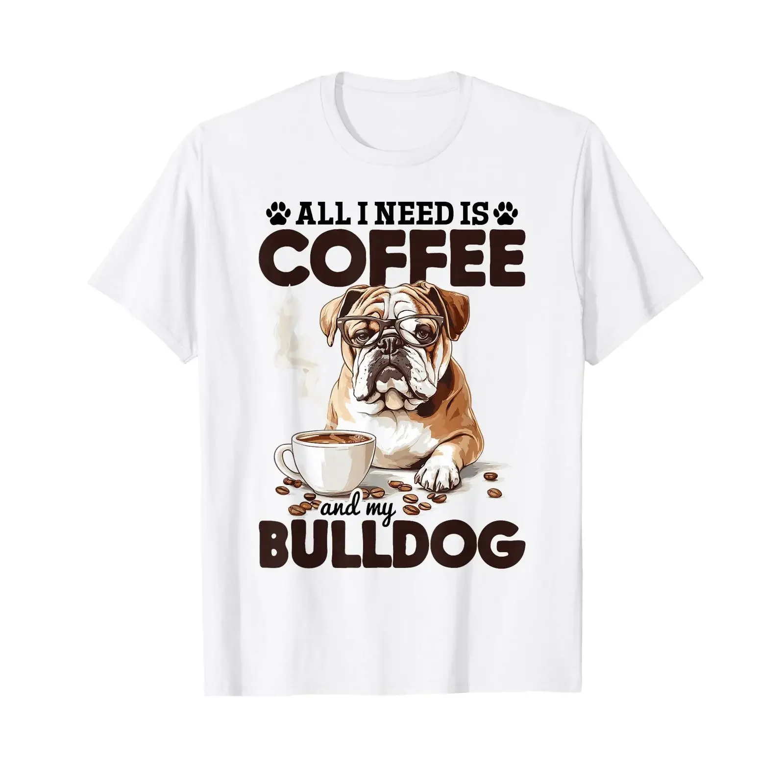 Englische Bulldogge Hunderasse All I Need Is Coffee And My T Shirt Vintage Washed Vielseitiges Herren-Oberteil für den Alltag, stilvoll und weich
