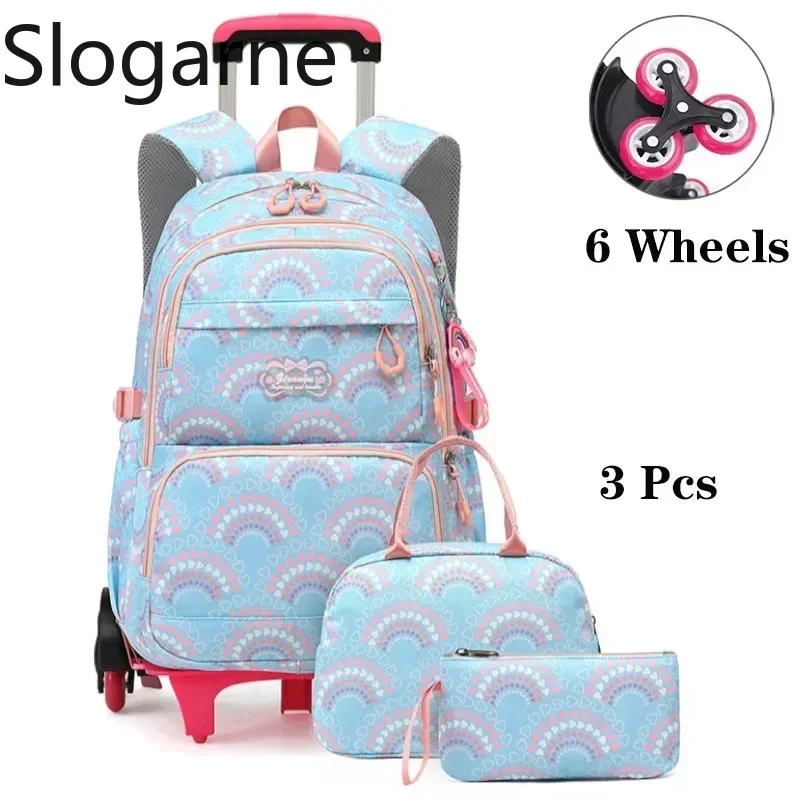

Школьные сумки на колесиках для девочек, рюкзак, детские водонепроницаемые школьные рюкзаки с колесами, рюкзак на тележке для средней школы