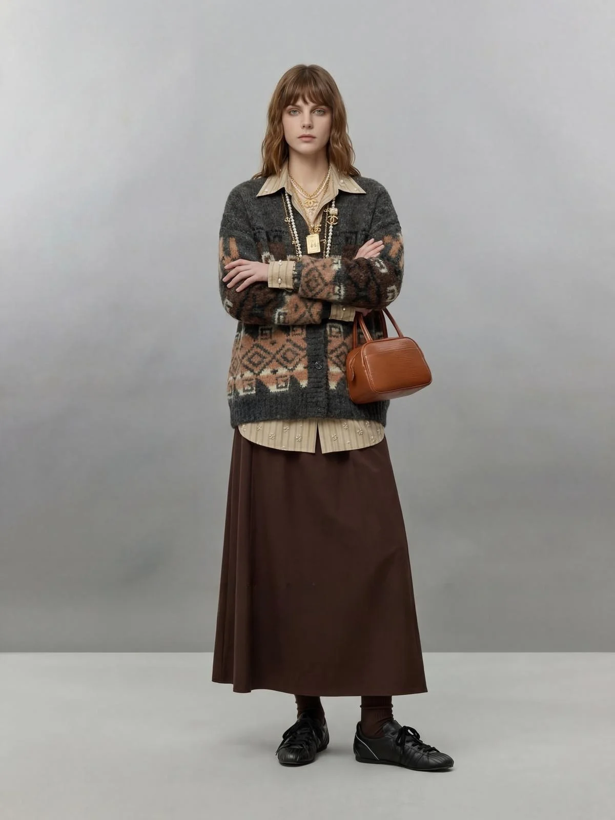 

Женский вязаный кардиган в стиле фэир-айл на осень-зиму, с фактурным узором, цветной, свободного кроя, длинный