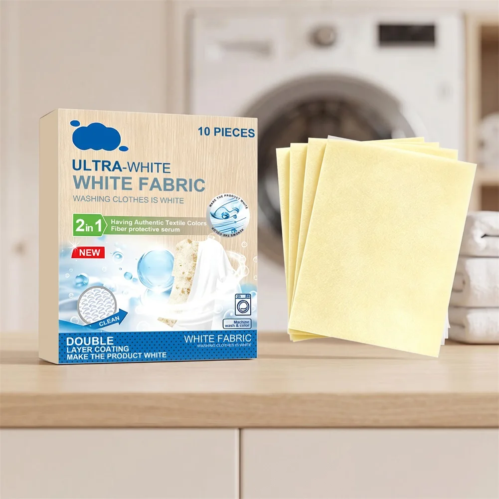 Laundry Whitener Sheets Dye-Free Bleach-Free Fabric Whitening Detergents Sheets For Whites Colors