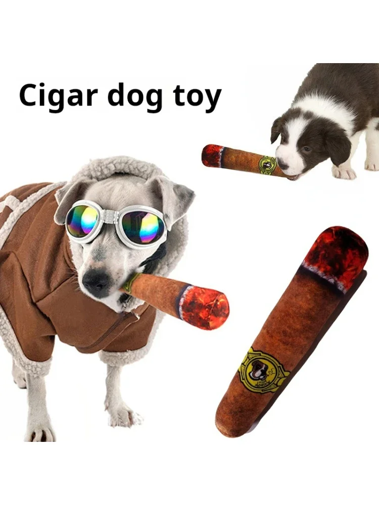 Interaktives Hundespielzeug mit Geräuscheffekt, Zigarrenform für kleine Hunde, widerstandsfähiges Quietschspielzeug, unzerstörbares Plüsch-Kauspielzeug, Beißspielzeug für Haustiere – Detail 3