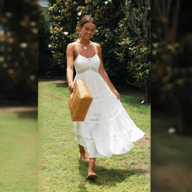 Vestido Blanco de Verano para Mujer 2026, Ropa de Playa Informal a la Moda, Estilo Boho Hippie Chic, Vestidos Largos Maxi Elegantes para Fiesta