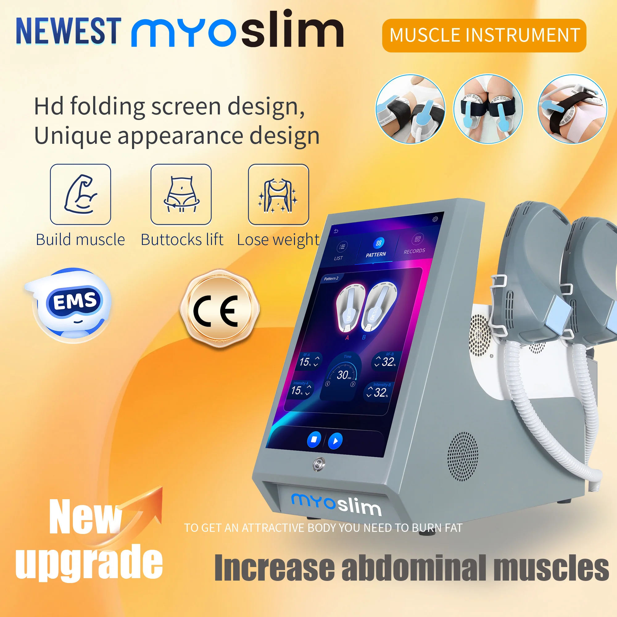 MYOslim EMS Hi-emt الكهرومغناطيسي بناء العضلات محفز صفر نحت الجسم بعقب رفع إزالة الدهون RF آلة فقدان الوزن #2