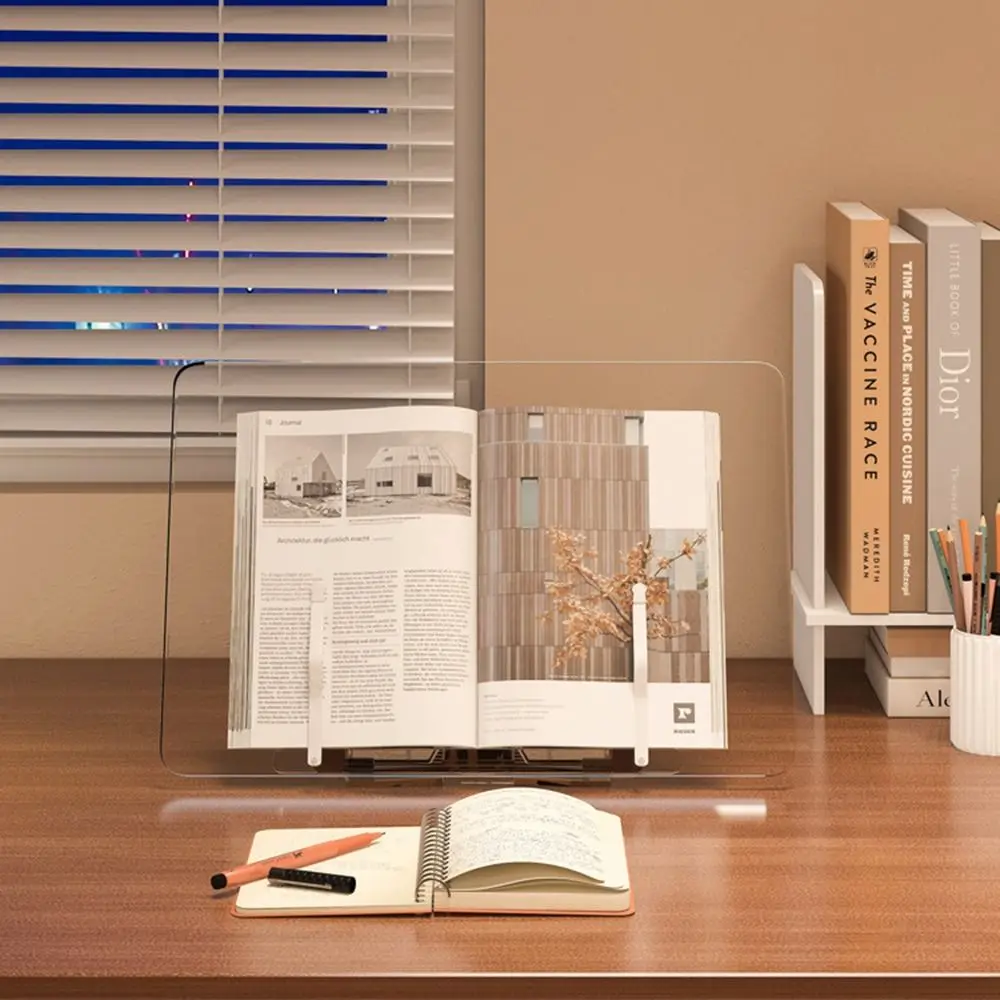 13 Adjustable Tilt Angles Acrylic Book Stand Multi-Functional Transparent Desktop Reading Holder Comfortable Reading